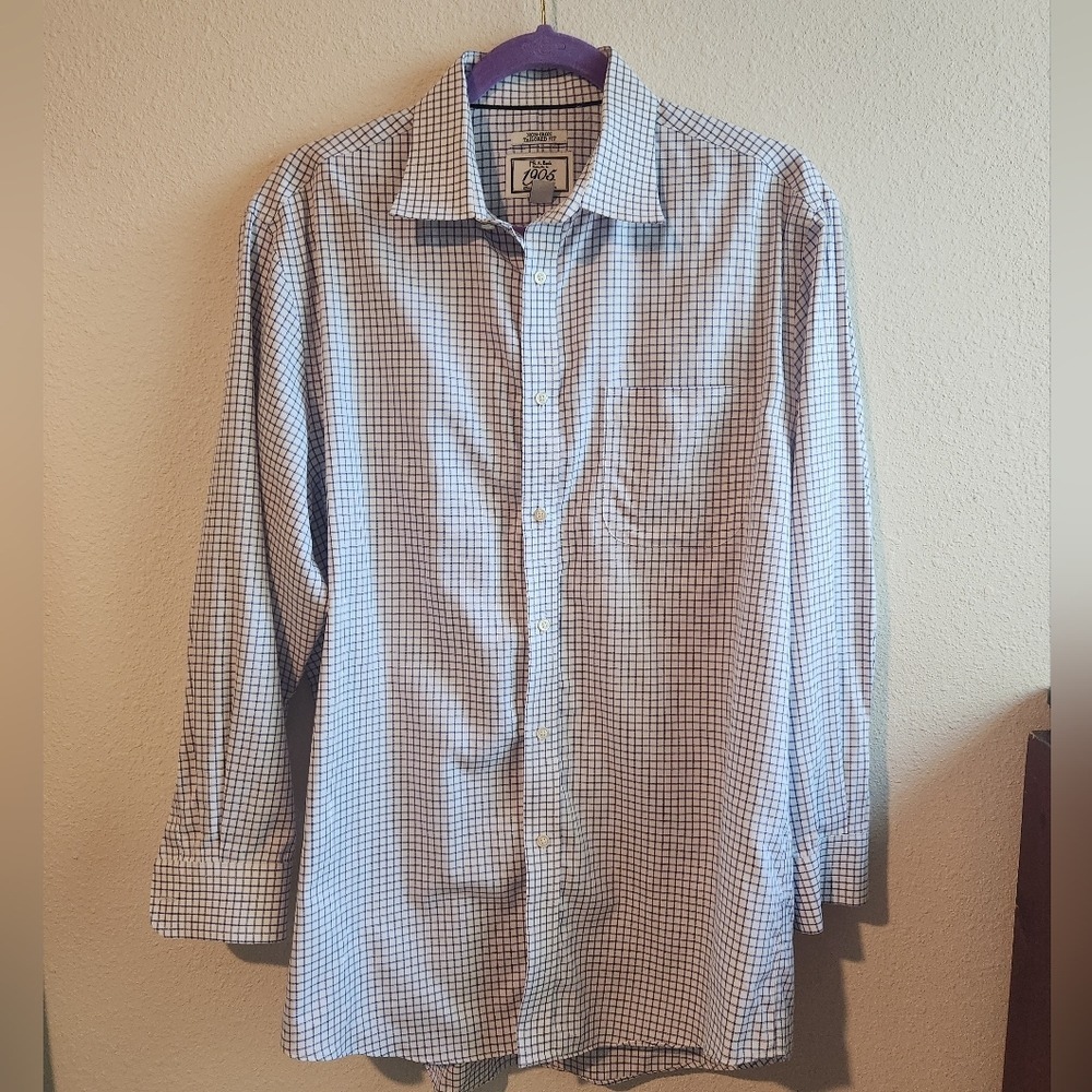 Jos. A. Bank Non-Iron Tailored Fit Long Sleeve Purple Check Button Down 16-32